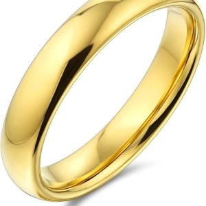 Bling Jewelry Anillo de boda básico simple clásico cúpula parejas negro chapado en oro rosa de titanio 2-8MM para hombres y mujeres ajuste cómodo